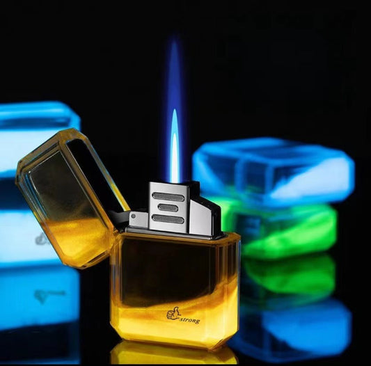 Butane style Glow-in-the-dark quicksand lighter